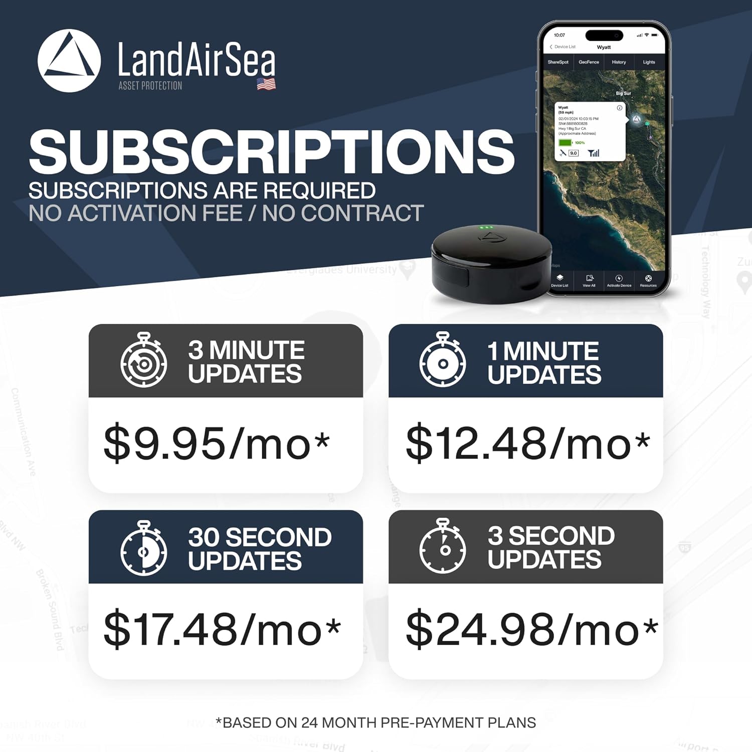 LandAirSea 54 GPS Tracker - Made in the USA from Domestic & Imported Parts. Long Battery, Magnetic, Waterproof, Global Tracking. Subscription Required - Image 5