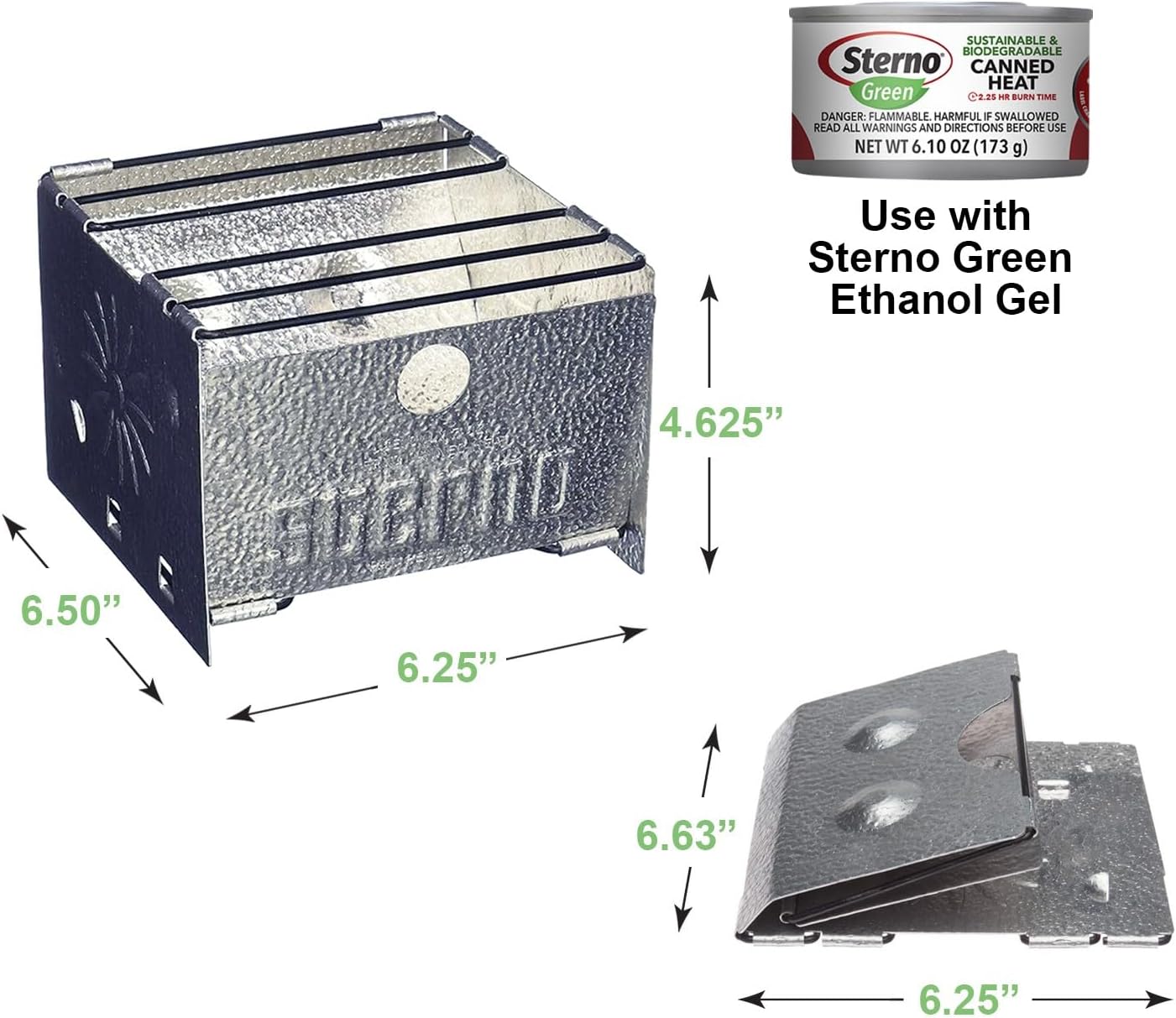 Sterno Foldable Portable Camping Stove - Easy-to-Assemble Outdoor Cooking Stove for Camping, Picnics, Tailgating & Emergencies - Silver - Image 2